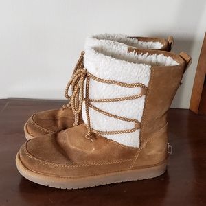 Koolaburra by UGG Michon Kid's Faux Fur Brown Suede Boots Size 2